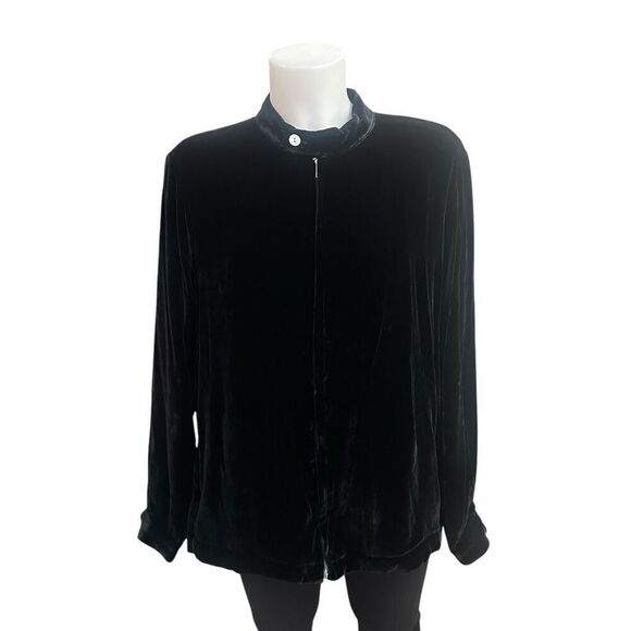 Chico’s Black Velvet Fenway Jacket‎ Rayon Silk Blend Vintage sz 2 Large NEW - Picture 2 of 11